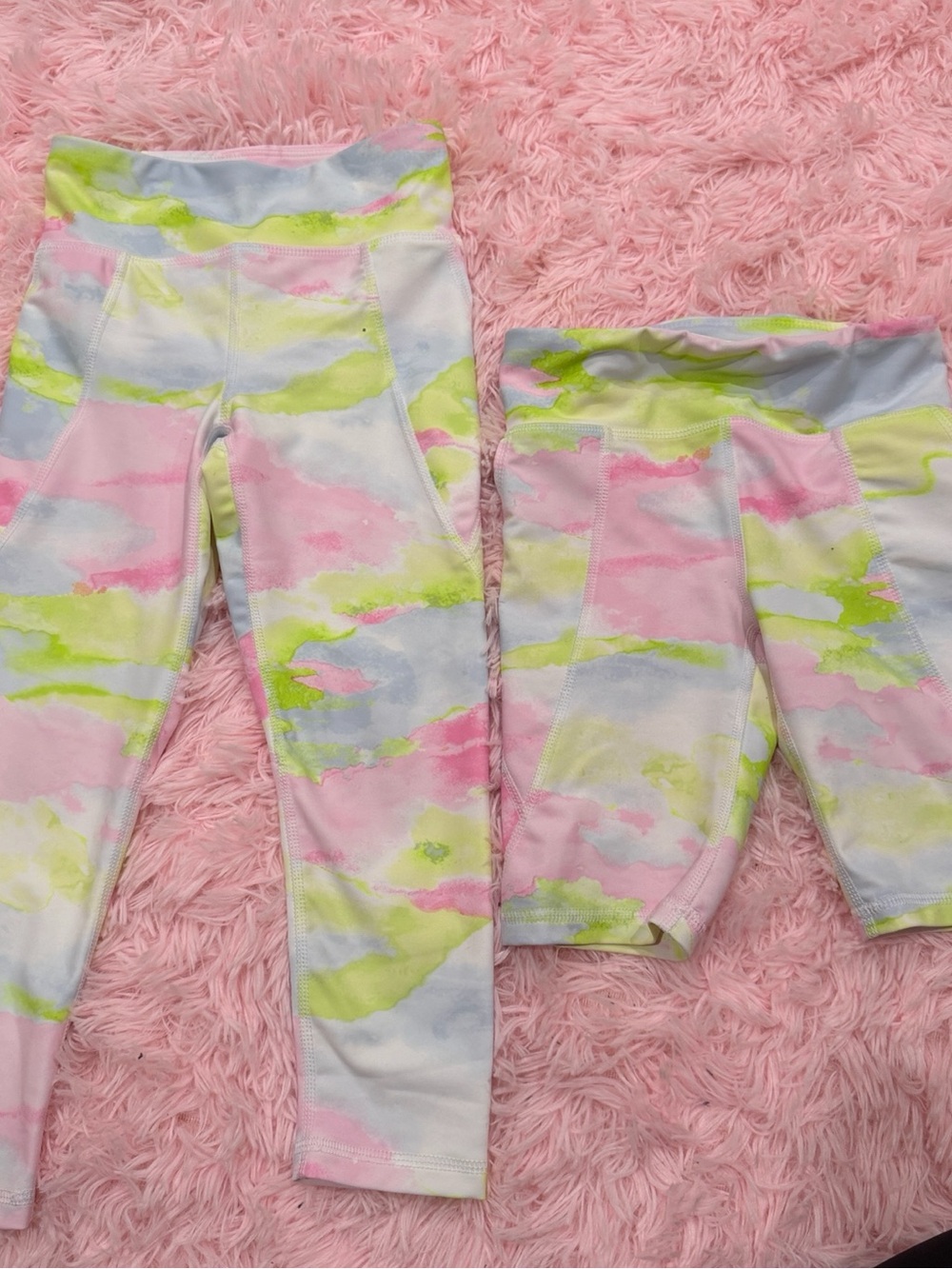 Old Navy Girls' Pastel Tie-Dye Active Leggings and Shorts Set